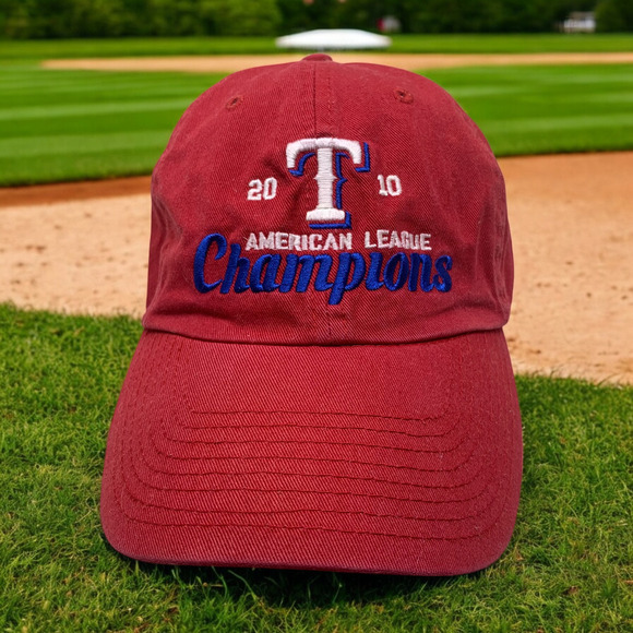Texas Rangers 2010 American League Champions 47 Twins Hat Cap MLB Strapback Red - Picture 1 of 6